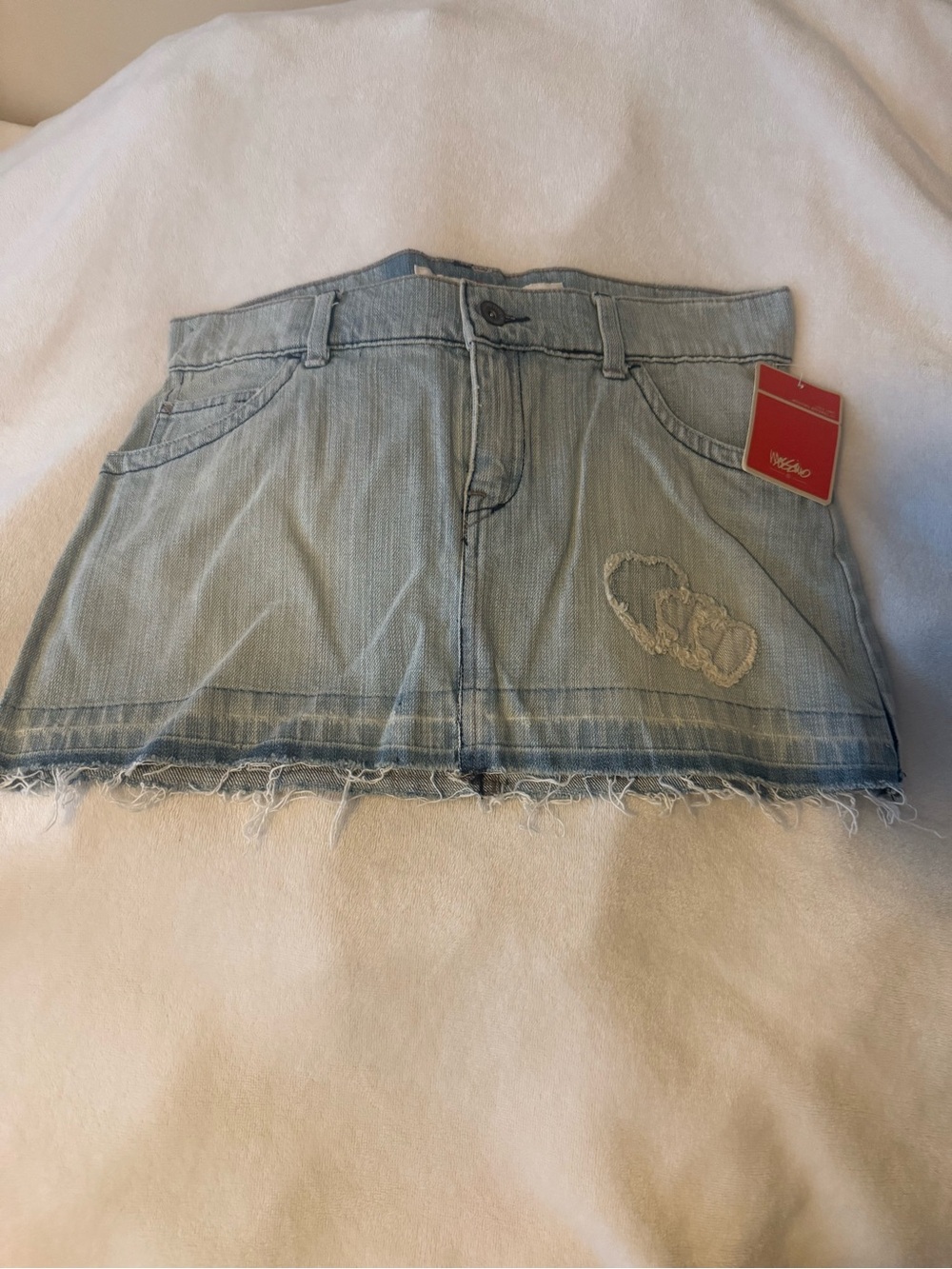 Mossimo Supply Co. Light Blue Denim Skirt with Frayed Hem